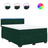 vidaXL Boxspringbett mit Matratze Dunkelgr&uuml;n 140x200 cm Samt