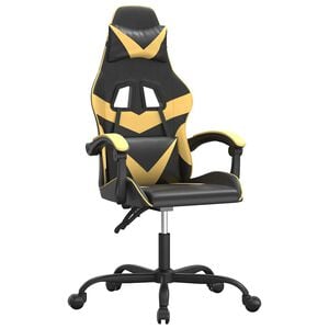 vidaXL Gaming-Stuhl Drehbar Schwarz und Golden Kunstleder