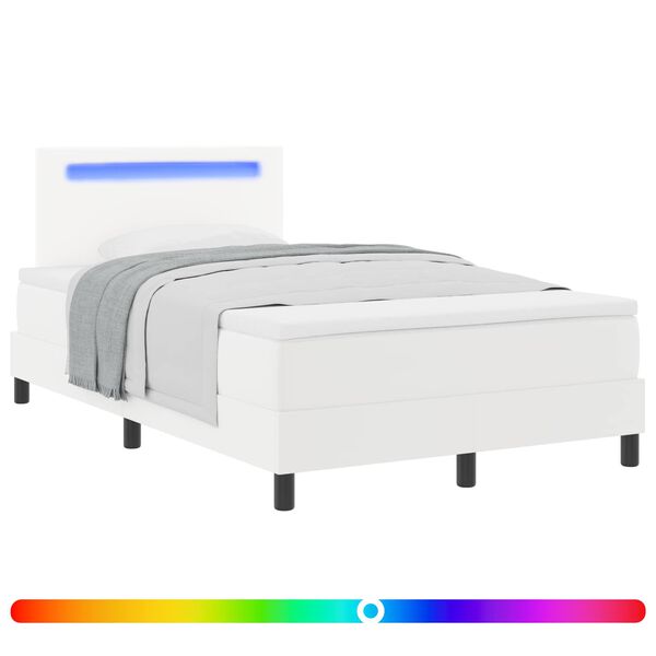vidaXL Boxspringbett mit Matratze Wei&szlig; 120 x 200 cm Kunstleder