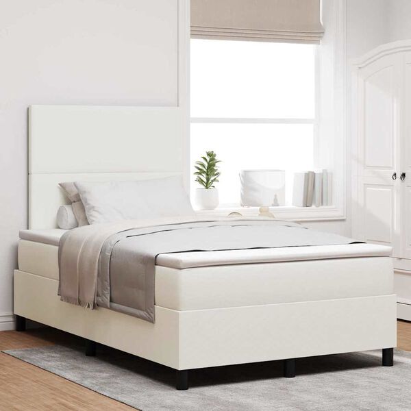 vidaXL Boxspringbett Creme und Wei&szlig; 203 x 120 x 128 cm Cordstoff