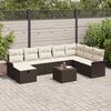 vidaXL Garten-Sofa-Set mit Kissen mit Speicher 9 pcs Braun Poly Rattan