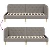 vidaXL Eckbettgestell mit Kopfteil Taupe 90 x 190 cm Stoff