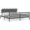 vidaXL Massivholzbett mit Kopfteil Grau 200x200 cm