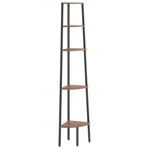 vidaXL Eckregal mit 5 B&ouml;den Dunkelbraun und Schwarz 45,5x31,5x180 cm