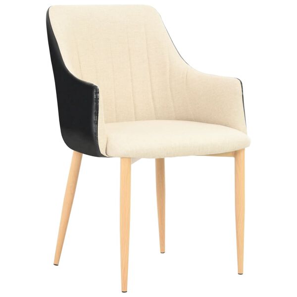vidaXL Esszimmerst&uuml;hle 2 Stk. Schwarz und Creme Stoff