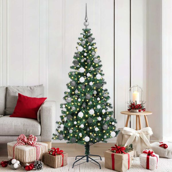 vidaXL K&uuml;nstlicher vorbeleuchteter Weihnachtsbaum Gr&uuml;n 180 cm
