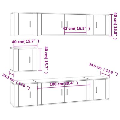 vidaXL 7-tlg. TV-Schrank-Set Weiß Holzwerkstoff