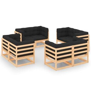 vidaXL 8-tlg. Garten-Lounge-Set mit Kissen Massivholz Kiefer