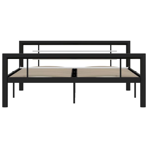vidaXL Bettgestell Schwarz und Wei&szlig; Metall 120x200 cm