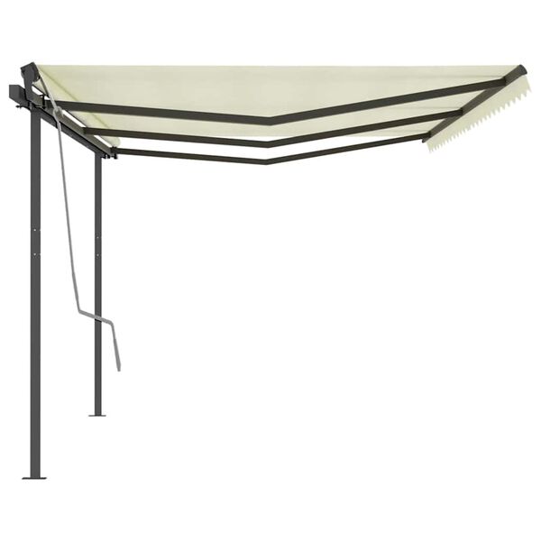 vidaXL Markise Manuell Einziehbar mit Pfosten 6x3 m Creme