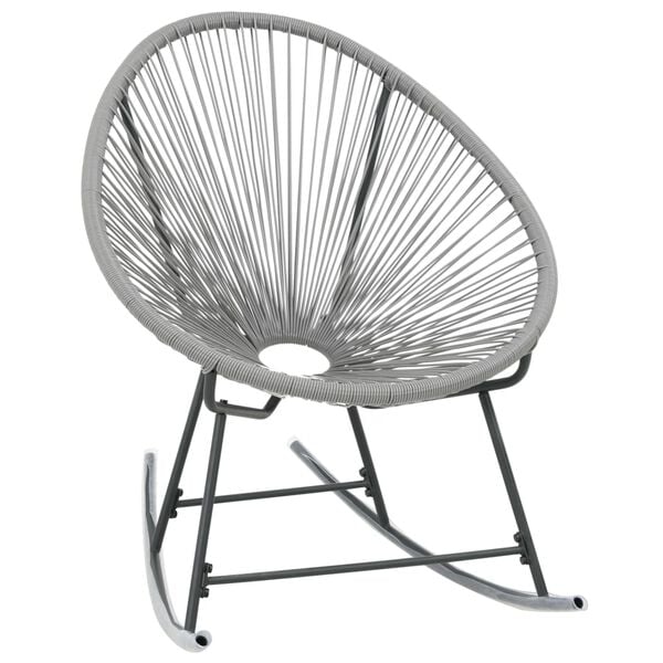 vidaXL Schaukelstuhl Mondstuhl Grau Poly Rattan