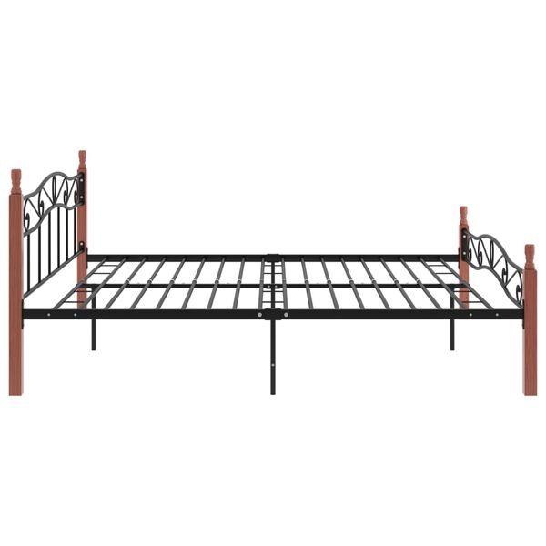 vidaXL Bettgestell Schwarz Metall und Massivholz Eiche 200x200 cm
