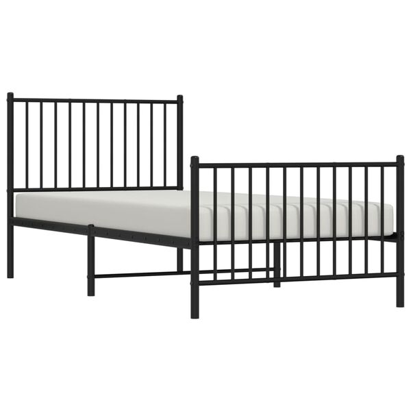 vidaXL Bettgestell mit Kopf- und Fu&szlig;teil Metall Schwarz 90x200 cm