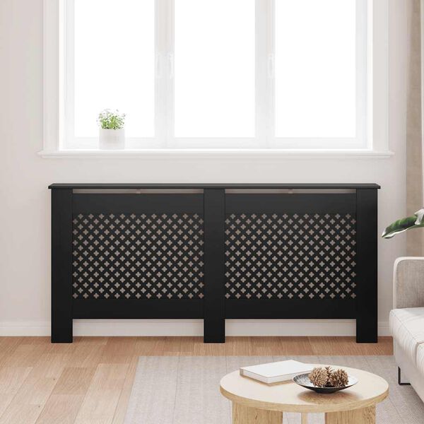 vidaXL Heizk&ouml;rperverkleidung Schwarz 172x19x81,5 cm MDF