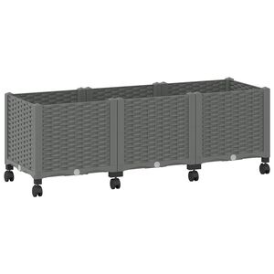 vidaXL Gartenpflanzer mit R&auml;dern Hellgrau 120 x 40 x 48 cm PP