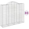 vidaXL Gabionen mit Hochbogen 3 Stk. 200x50x160/180cm Verzinktes Eisen