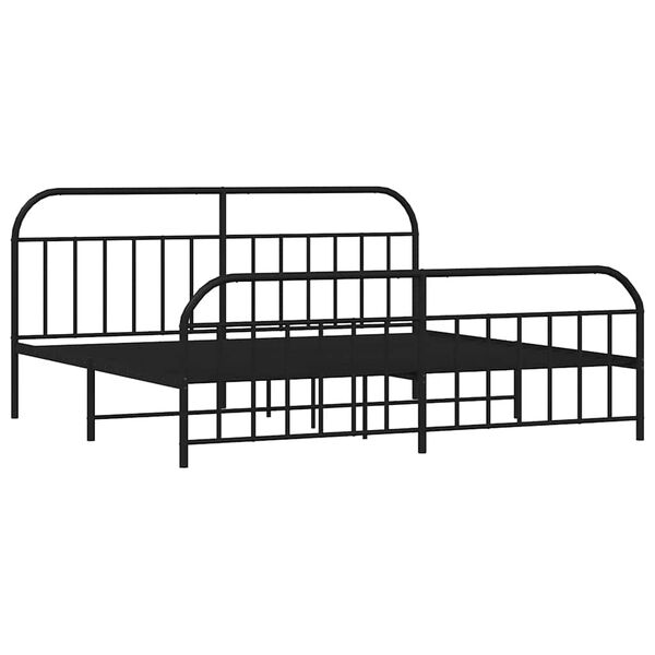 vidaXL Bettgestell mit Kopf- und Fu&szlig;teil Metall Schwarz 200x200 cm