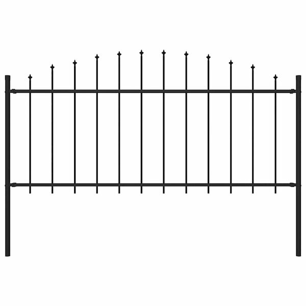 vidaXL Gartenzaun mit Speerspitzen Stahl (0,5 - 0,75) x 1,7 m Schwarz