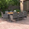 vidaXL 9-tlg. Garten-Essgruppe Poly Rattan Grau