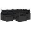 vidaXL Garten-Sofa-Set mit Kissen mit Speicher 7 pcs Schwarz
