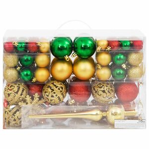vidaXL 112-tlg. Weihnachtskugel-Set Rot Gr&uuml;n Golden Polystyrol