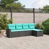 vidaXL 6-tlg. Garten-Sofagarnitur mit Kissen Grau Poly Rattan