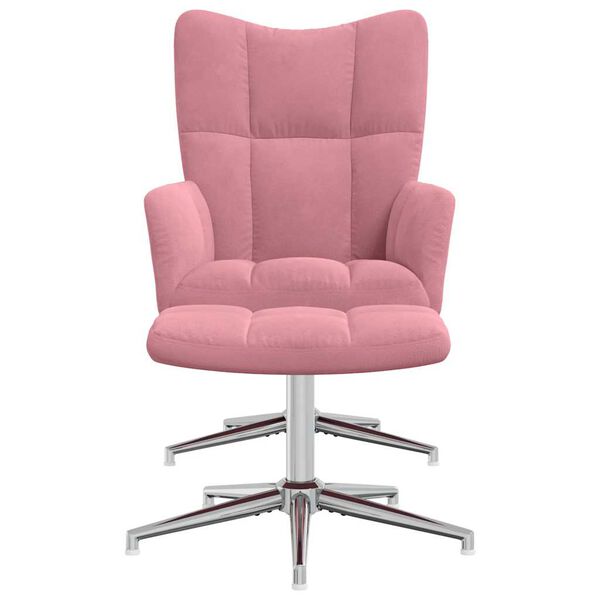 vidaXL Relaxsessel mit Hocker Rosa Samt