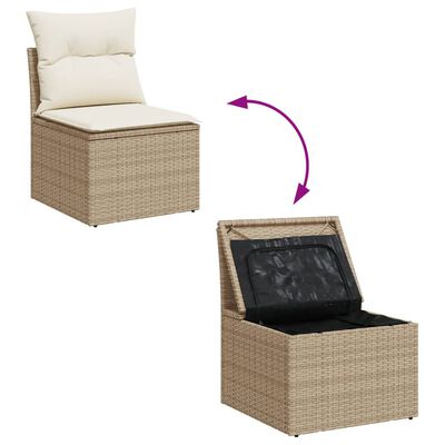 vidaXL Gartensessel ohne Armlehnen mit Kissen Beige Poly Rattan