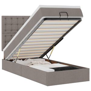 vidaXL Ottoman-Bett mit Matratze & LEDs Taupe 100x200 cm Stoff