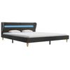 vidaXL Bettgestell mit LED Dunkelgrau Sackleinen 180x200 cm