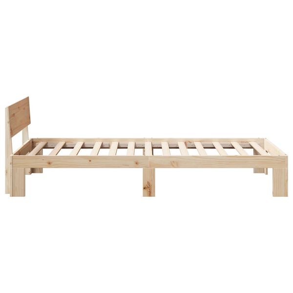 vidaXL Bettrahmen mit Kopfteil Natur 90 x 200 cm Massives Kiefernholz