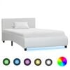 vidaXL Bettgestell mit LED Wei&szlig; Kunstleder 100x200 cm