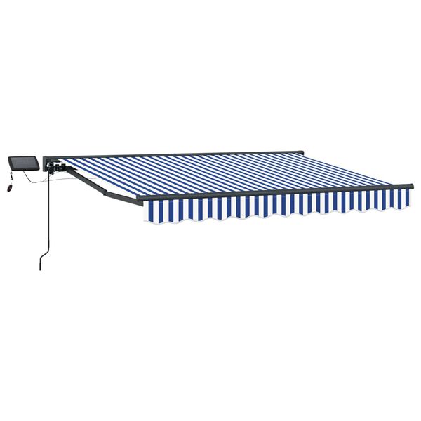 vidaXL Manueller Markisenrahmen mit LEDs mit Blau und Wei&szlig; 2,5 x 2 m