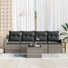 vidaXL Garten-Sofa-Set 5 pcs Grau Poly-Rattan und Stahl und Glas