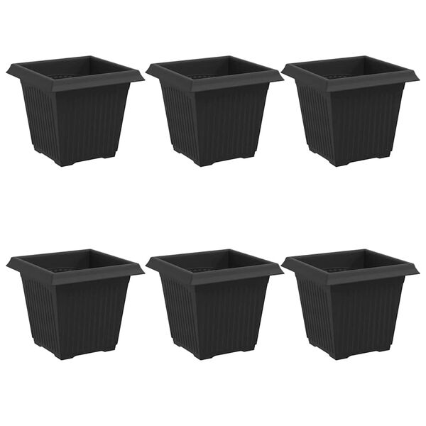 vidaXL Quadratischer Blumentopf 6 pcs Schwarz 16 x 16 x 14 cm