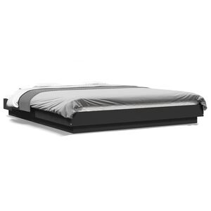 vidaXL Bettgestell mit LED Schwarz 150x200 cm Holzwerkstoff