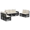 vidaXL Gartensofa-set 7 pcs Schwarz und Cremewei&szlig; Poly-Rattan