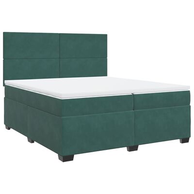 vidaXL Boxspringbett mit Matratze Dunkelgrün 200x200 cm Samt