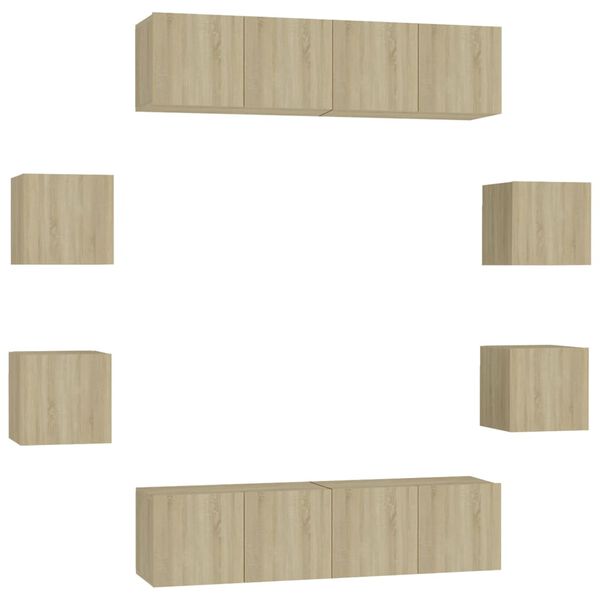 vidaXL 8-tlg. TV-Schrank-Set Sonoma-Eiche Holzwerkstoff