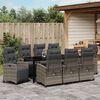 vidaXL Garten Essgruppe mit Kissen 9 pcs Grau Poly-Rattan