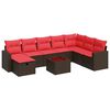 vidaXL 9-tlg. Garten-Sofagarnitur mit Kissen Braun Poly Rattan