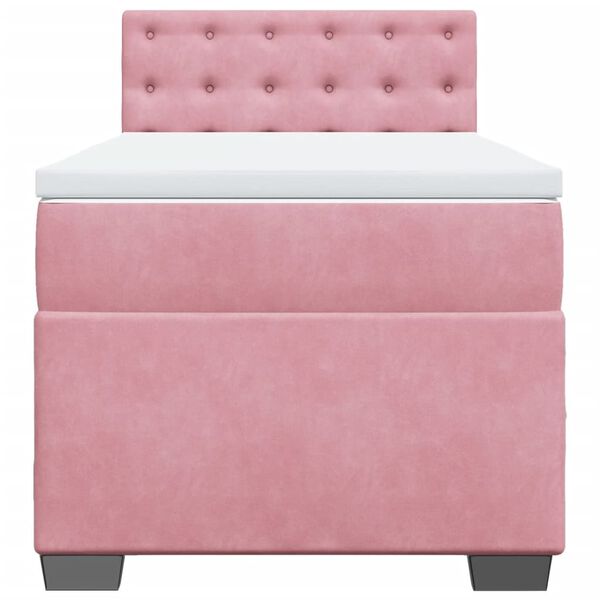 vidaXL Boxspringbett mit Matratze Rosa 100x200 cm Samt
