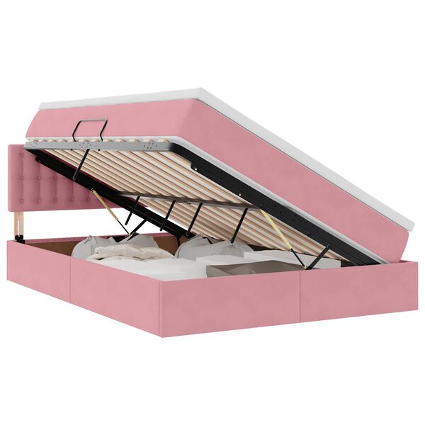 vidaXL Aufbewahrungsbett mit Matratze Rosa 140 x 200 cm Samt