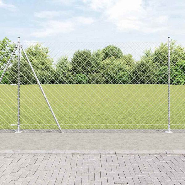 vidaXL Zaunpfosten Silber 10 x 1,5 m (40 x 40 mm Maschen) Stahl