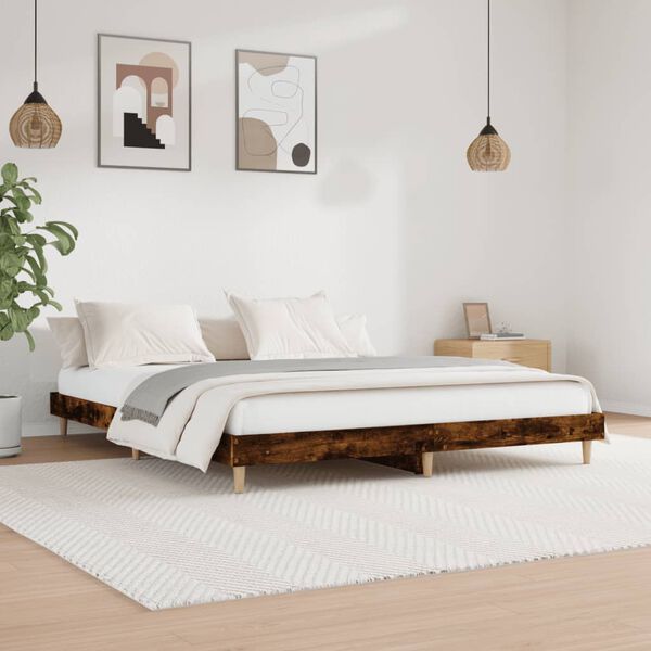 vidaXL Bettgestell ohne Matratze R&auml;uchereiche 160x200 cm Holzwerkstoff