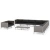 vidaXL 12-tlg. Garten-Lounge-Set mit Kissen Poly Rattan Dunkelgrau