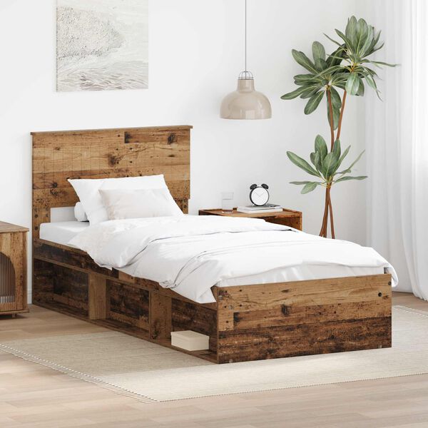 vidaXL Bettrahmen Altholz 90 x 200 cm Massives Kiefernholz