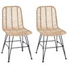vidaXL Esszimmerstuhl 2 Stk. Rattan und Eisen Natur