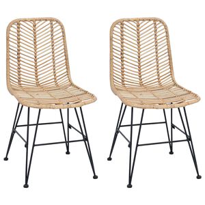 vidaXL Esszimmerstuhl 2 Stk. Rattan und Eisen Natur