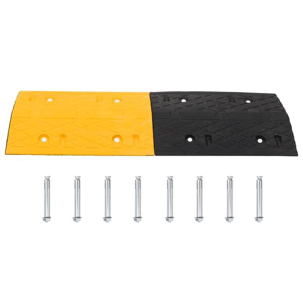 vidaXL Bodenschwellen 4 Stk. Gelb & Schwarz 97x32,5x4 cm Gummi